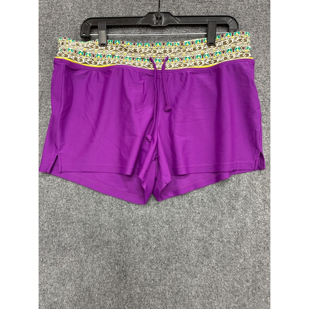 Athleta Purple Swim Shorts Board Shorts Geometric Waistband 90629 Large